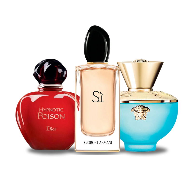 Set di 3 profumi | Dior HYPNOTIC POISON, Giorgio Armani SÌ, Versace DYLAN TURQUOISE 100 ml
