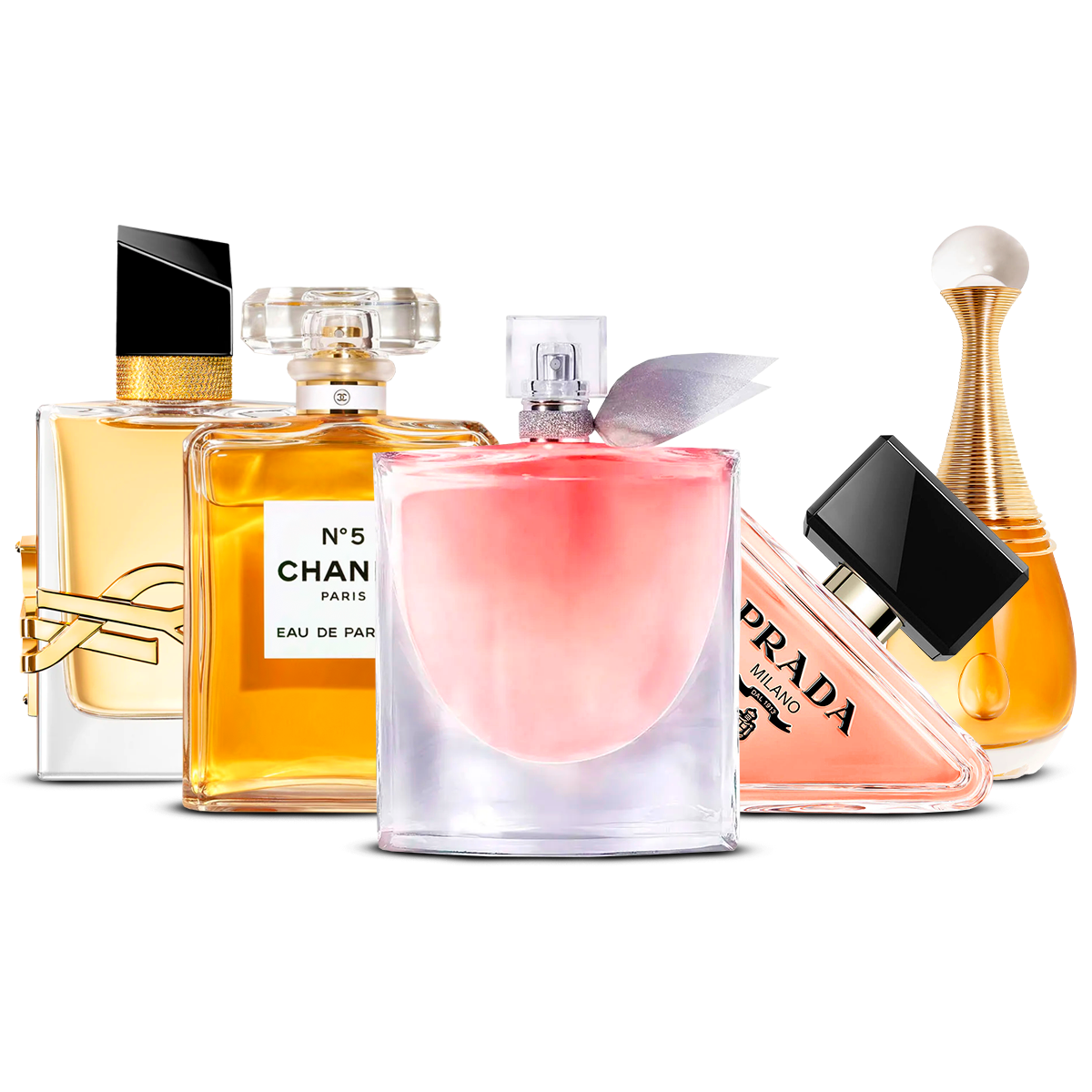 Set di 5 profumi – Yves Saint Laurent Libre, Chanel Nº5, La Vie Est Belle, Prada Paradoxe i J'adore