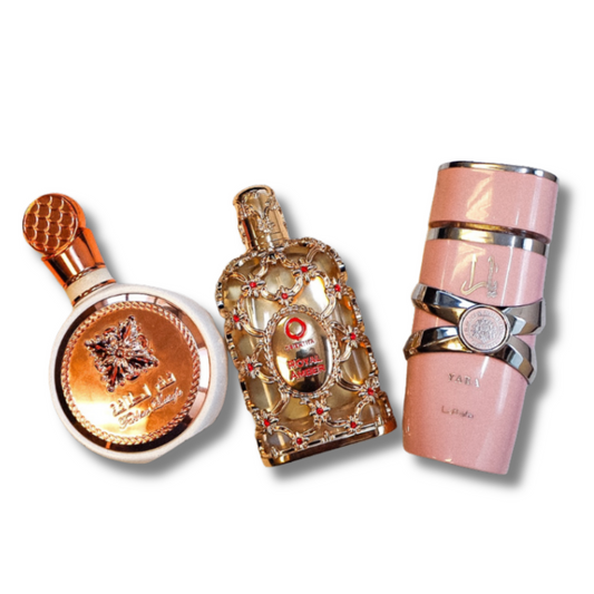 Set di 3 profumi | Lattafa Yara + Fakhar + Royal Amber – Compra 1 e ricevi 3 profumi ORIGINALI da 100 ml cada uno